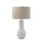 Hello Honey® 30" White Terracotta Table Lamp with Natural Linen Shade